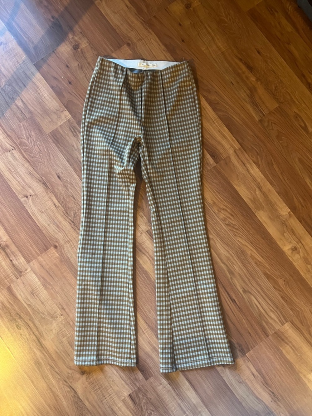 Ellison Brown & Cream Plaid Flare Pants